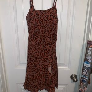 Orange and black leopard print dress
